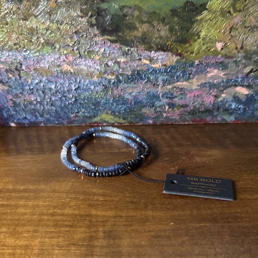 Two gorgeous 14K Gold SAPPHIRE bead bracelets